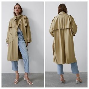 NWT. Zara Tan Oversized Trench Coat Size L-XL